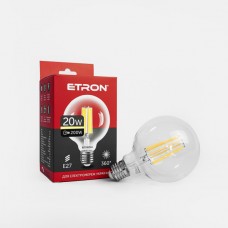 Світлодіодна філаментна лампа ETRON Filament G95 20W E27 3000K прозора