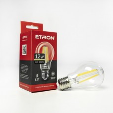 Світлодіодна філаментна лампа ETRON Filament A60 12W E27 3000K прозора