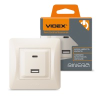 Розетка USB-A + USB-C PD20W кремова VIDEX BINERA