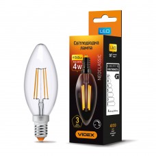 LED лампа VIDEX Filament C37FD 4W E14 4100K дімерна