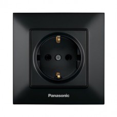 Розетка Panasonic Arkedia Slim із заземленням Чорна (WNTC0202-2BL)
