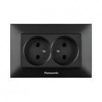 Розетка Panasonic Arkedia Slim подвійна Чорна (WNTC0204-2BL)
