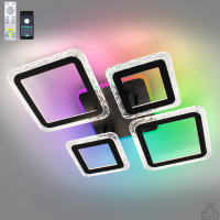 Керована світлодіодна люстра OVAL ICE RGB 75W 5S-APP-725&times;500&times;93-BLACK/CLEAR-220-IP20