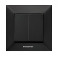 Вимикач Panasonic Arkedia Slim двоклавішний Чорний швидкий монтаж (WNTC0109-2BL)