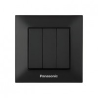 Вимикач Panasonic Arkedia Slim трьохклавішний Чорний (WNTC0015-2BL)