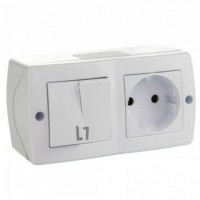 Выключатель 2 кл. + Розетка б/з OCTANS IP20 Mono Electric