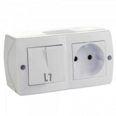 Выключатель 2 кл. + Розетка б/з OCTANS IP20 Mono Electric