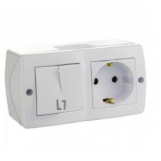 Выключатель 2 кл. + Розетка с/з OCTANS IP20 Mono Electric