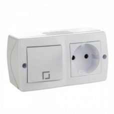 Выключатель 1 кл. + Розетка б/з OCTANS IP20 Mono Electric