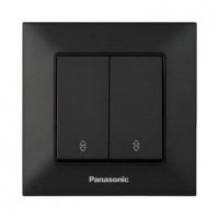 Вимикач Panasonic Arkedia Slim двоклавішний Чорний прохідний (WNTC0111-2BL)