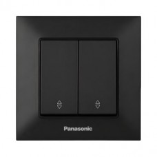 Вимикач Panasonic Arkedia Slim двоклавішний Чорний прохідний (WNTC0111-2BL)