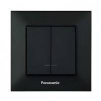 Вимикач Panasonic Arkedia Slim двоклавішний Чорний з підсвіткою (WNTC0110-2BL)