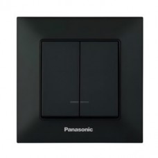 Вимикач Panasonic Arkedia Slim двоклавішний Чорний з підсвіткою (WNTC0110-2BL)